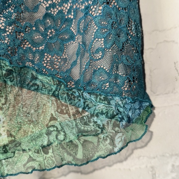 Mistress Rocks tube top NEW Teal and Green Lace large lined - Picture 2 of 4